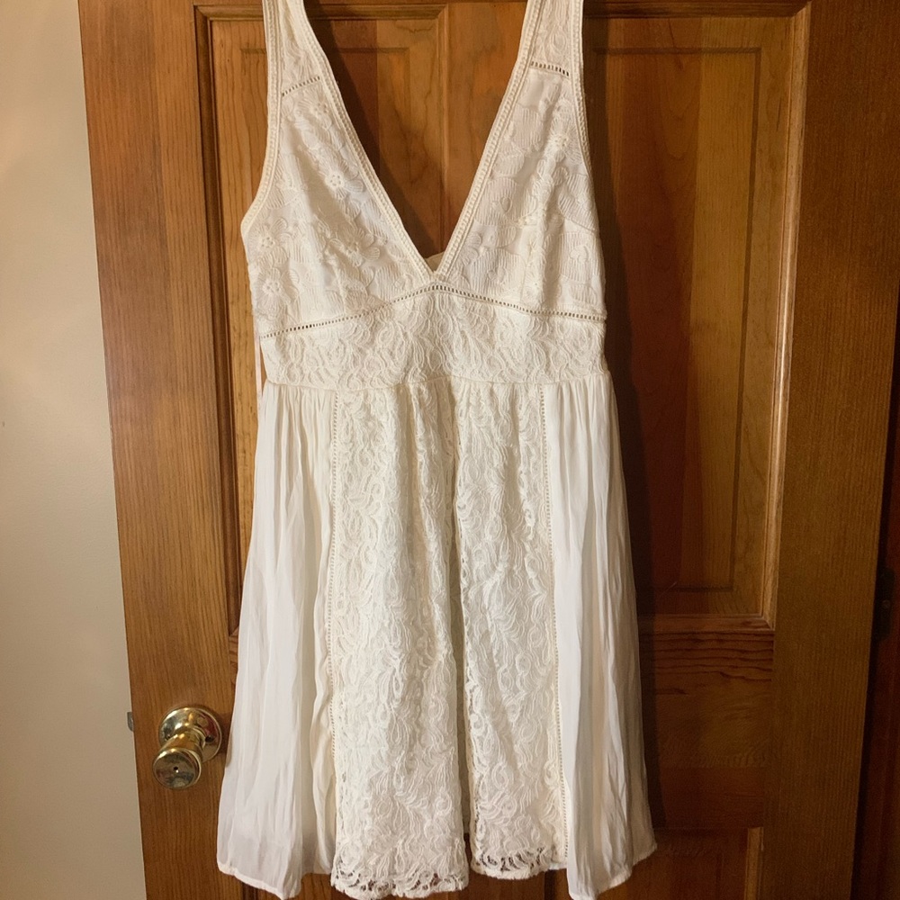 white lace mini dress